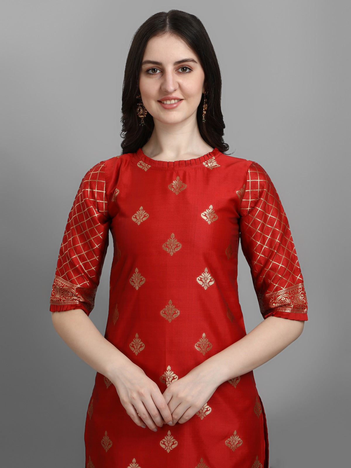 Cotton Silk Kurta Pant Set with Banarasi Silk Dupatta
