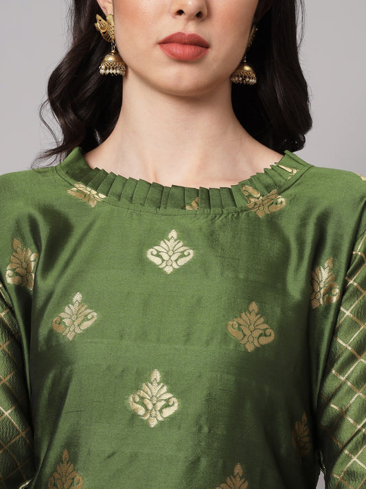 Cotton Silk Kurta Pant Set with Banarasi Silk Dupatta