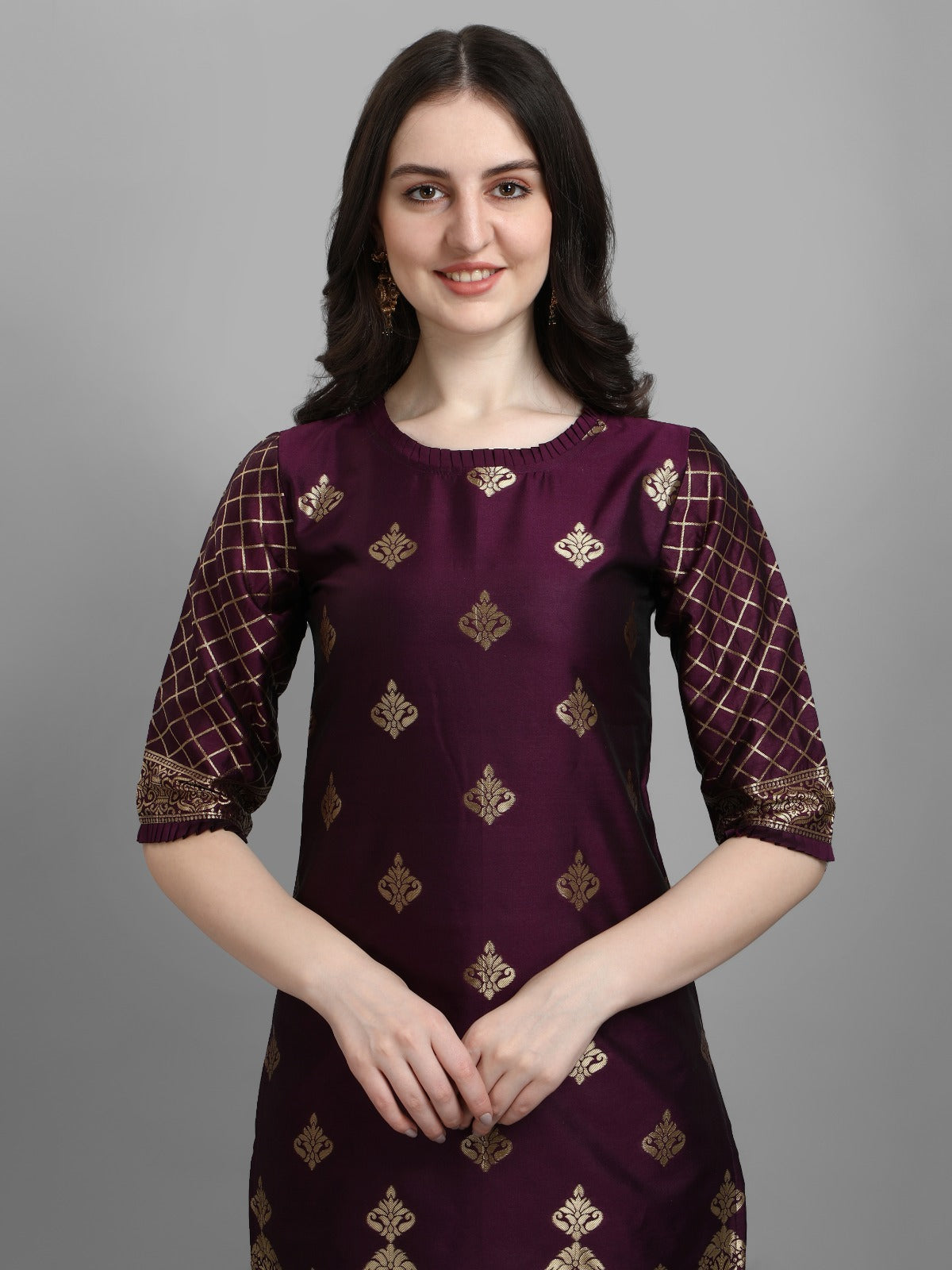 Cotton Silk Kurta Pant Set with Banarasi Silk Dupatta