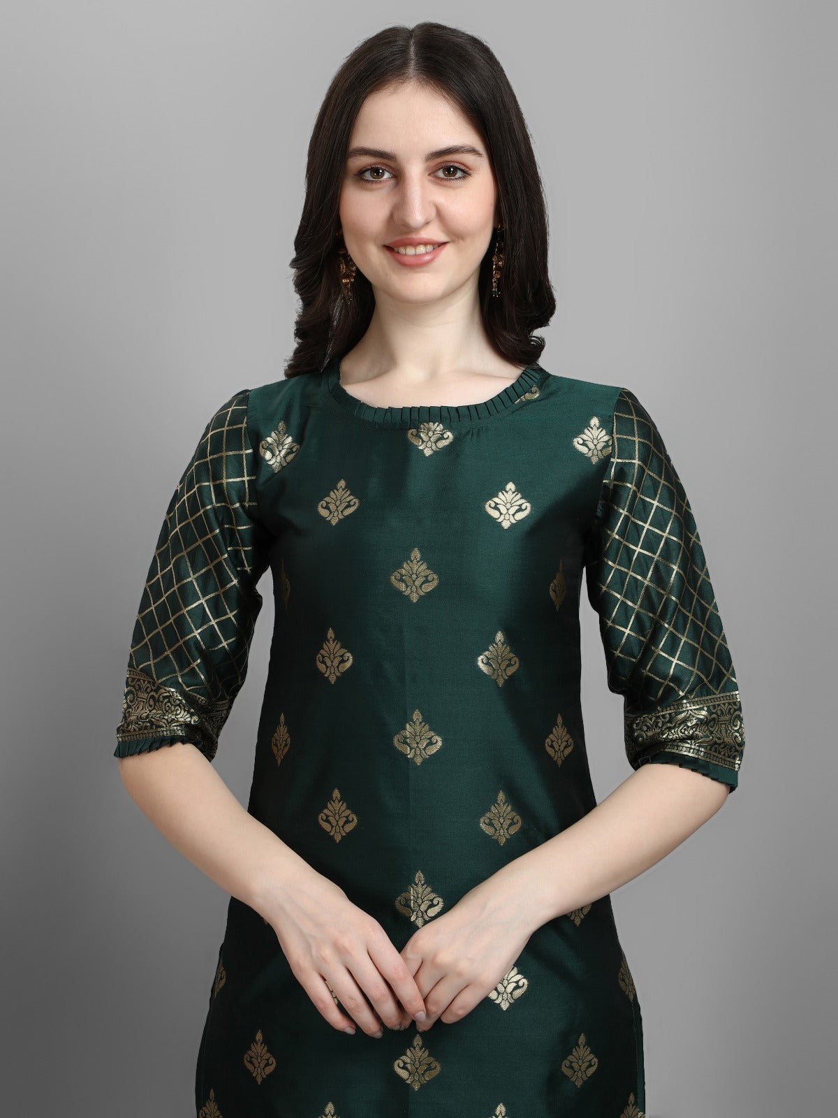 Cotton Silk Kurta Pant Set with Banarasi Silk Dupatta