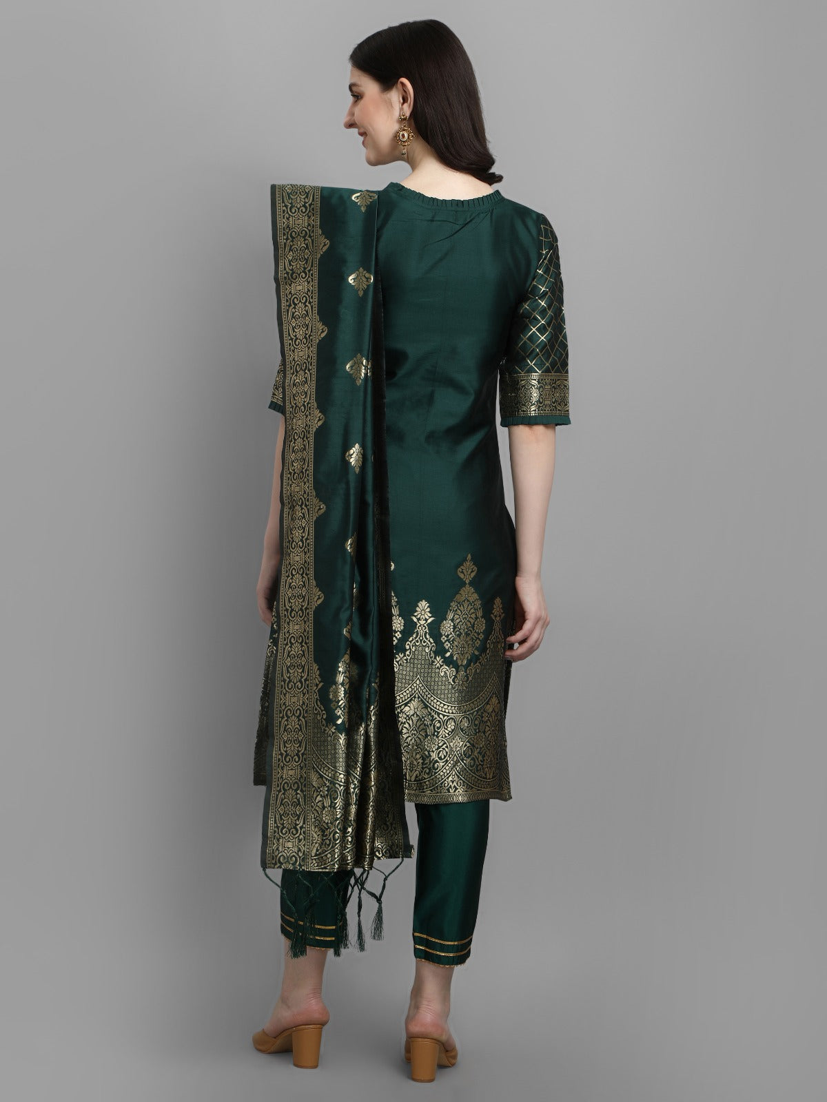 Cotton Silk Kurta Pant Set with Banarasi Silk Dupatta