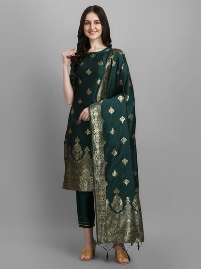 Cotton Silk Kurta Pant Set with Banarasi Silk Dupatta