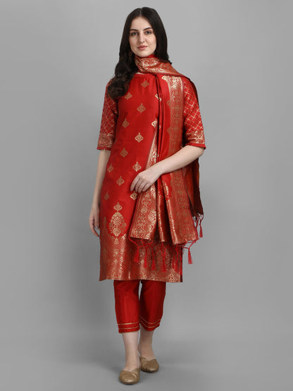 Cotton Silk Kurta Pant Set with Banarasi Silk Dupatta