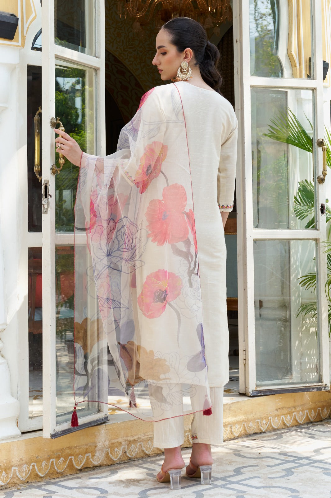 Cotton Silk Kurta Pant Set with Organza Dupatta | 3-Piece