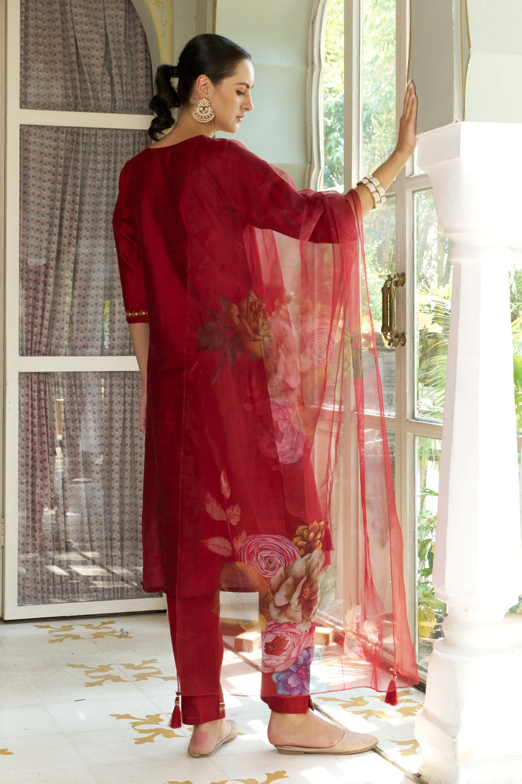 Cotton Silk Kurta Pant Set with Organza Dupatta | 3-Piece