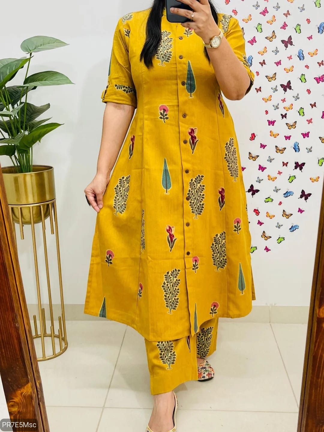 Cotton Slub Digital Print Kurti Co-ord Set with Ankle Pant
