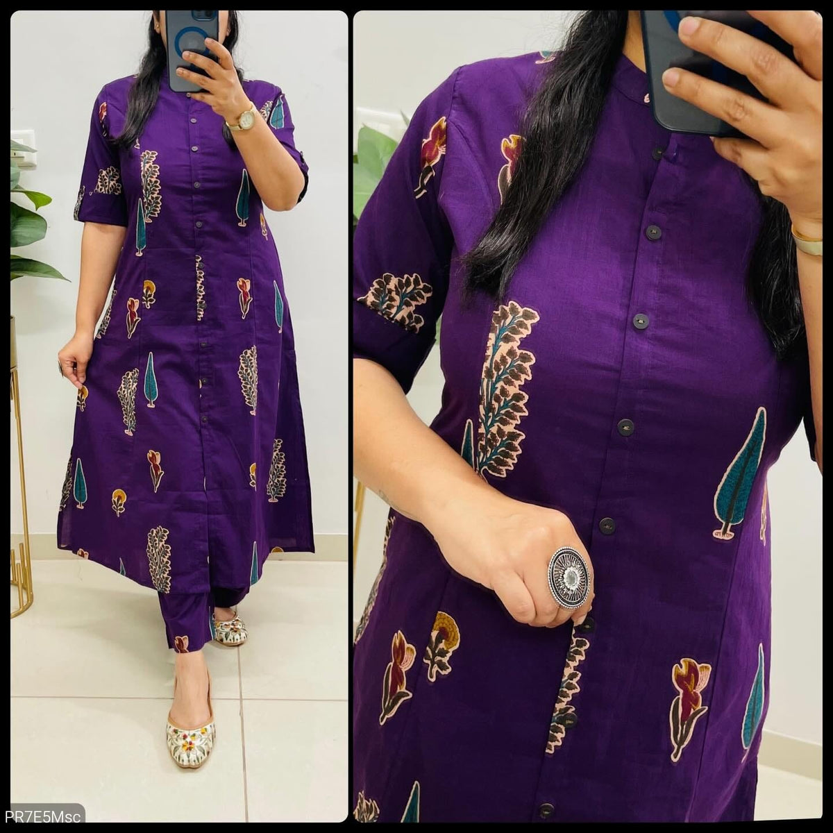 Cotton Slub Digital Print Kurti Co-ord Set with Ankle Pant