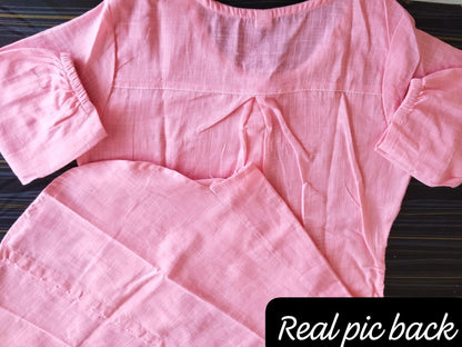 Cotton Slub Embroidery Kurti with Pant