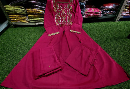 Cotton Suit with Embroidery, Pant & Dupatta