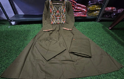 Cotton Suit with Embroidery, Pant & Dupatta