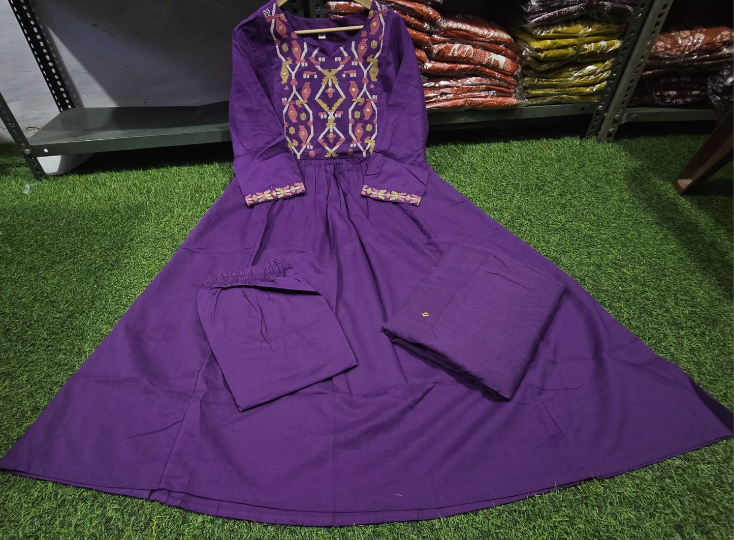 Cotton Suit with Embroidery, Pant & Dupatta