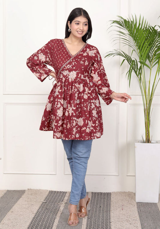 Cotton Top with Khatli Work & Stretchable Dori