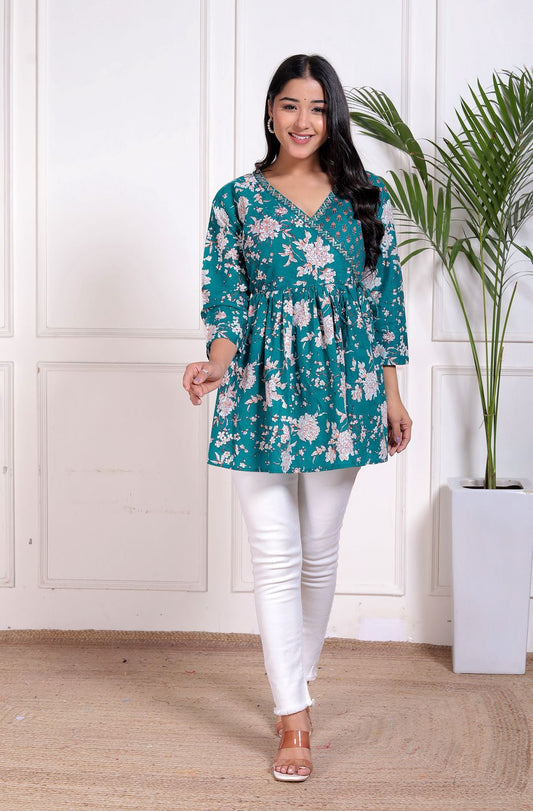 Cotton Top with Khatli Work & Stretchable Dori