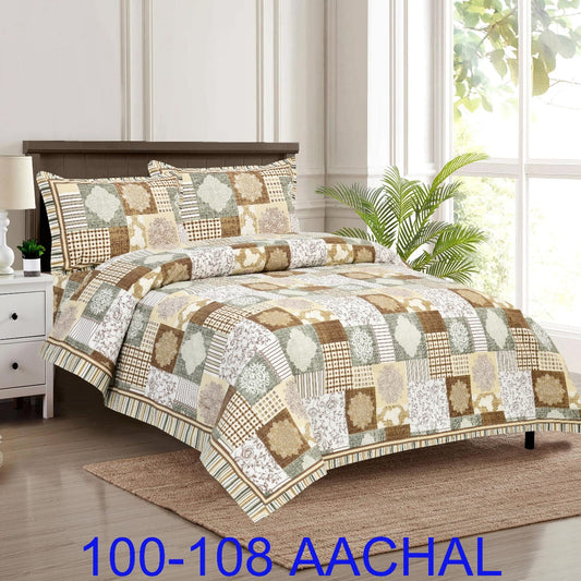 Cotton-Viscose Autoloom Bedsheet with 2 Pillow Covers – 100×108 Inches