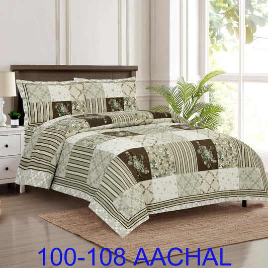 Cotton-Viscose Autoloom Bedsheet with 2 Pillow Covers – 100×108 Inches