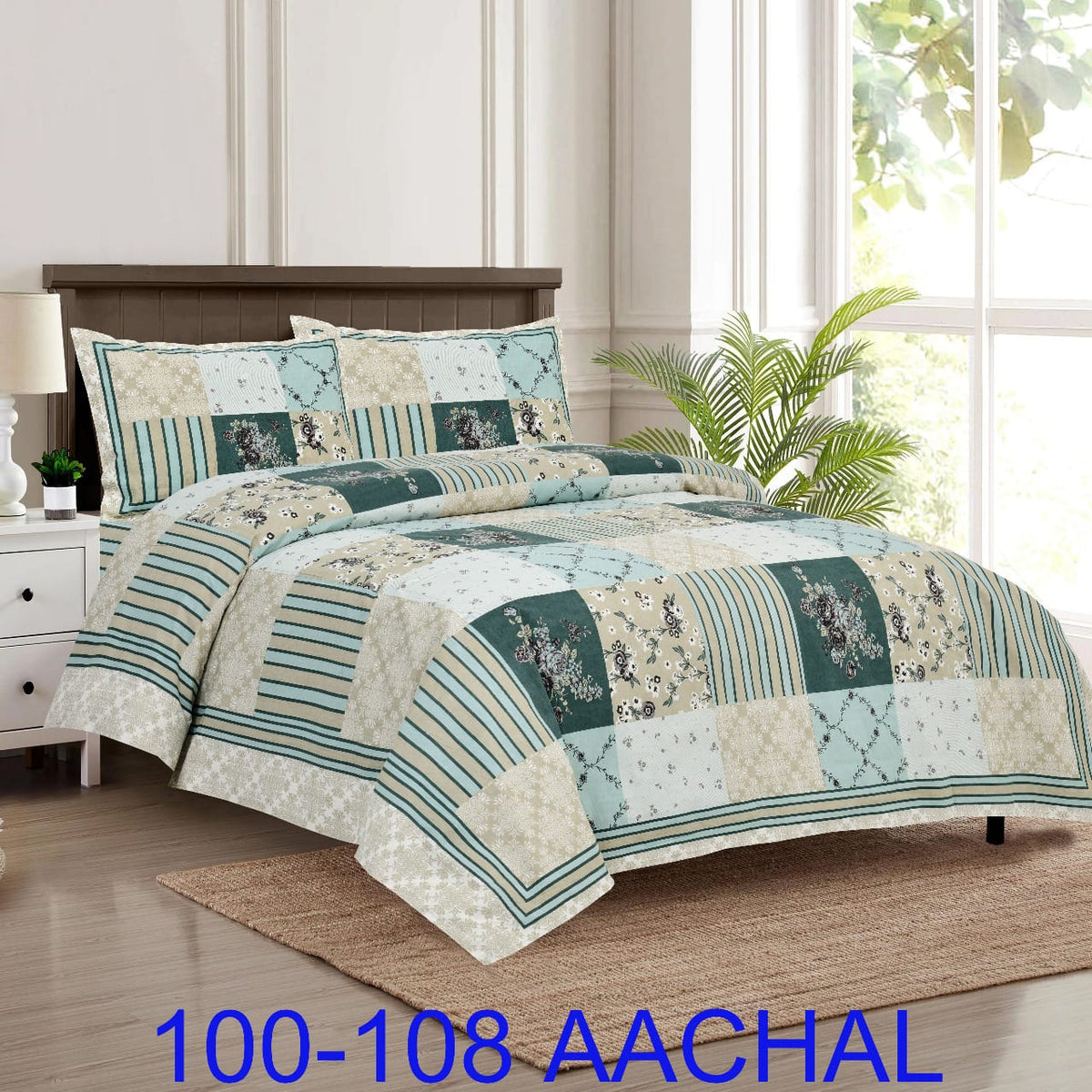 Cotton-Viscose Autoloom Bedsheet with 2 Pillow Covers – 100×108 Inches