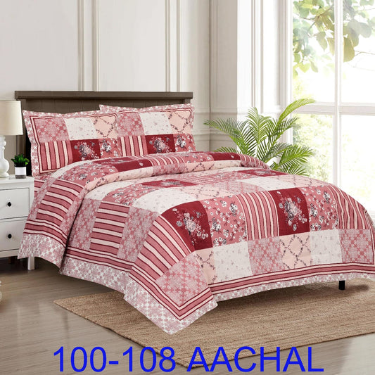 Cotton-Viscose Autoloom Bedsheet with 2 Pillow Covers – 100×108 Inches
