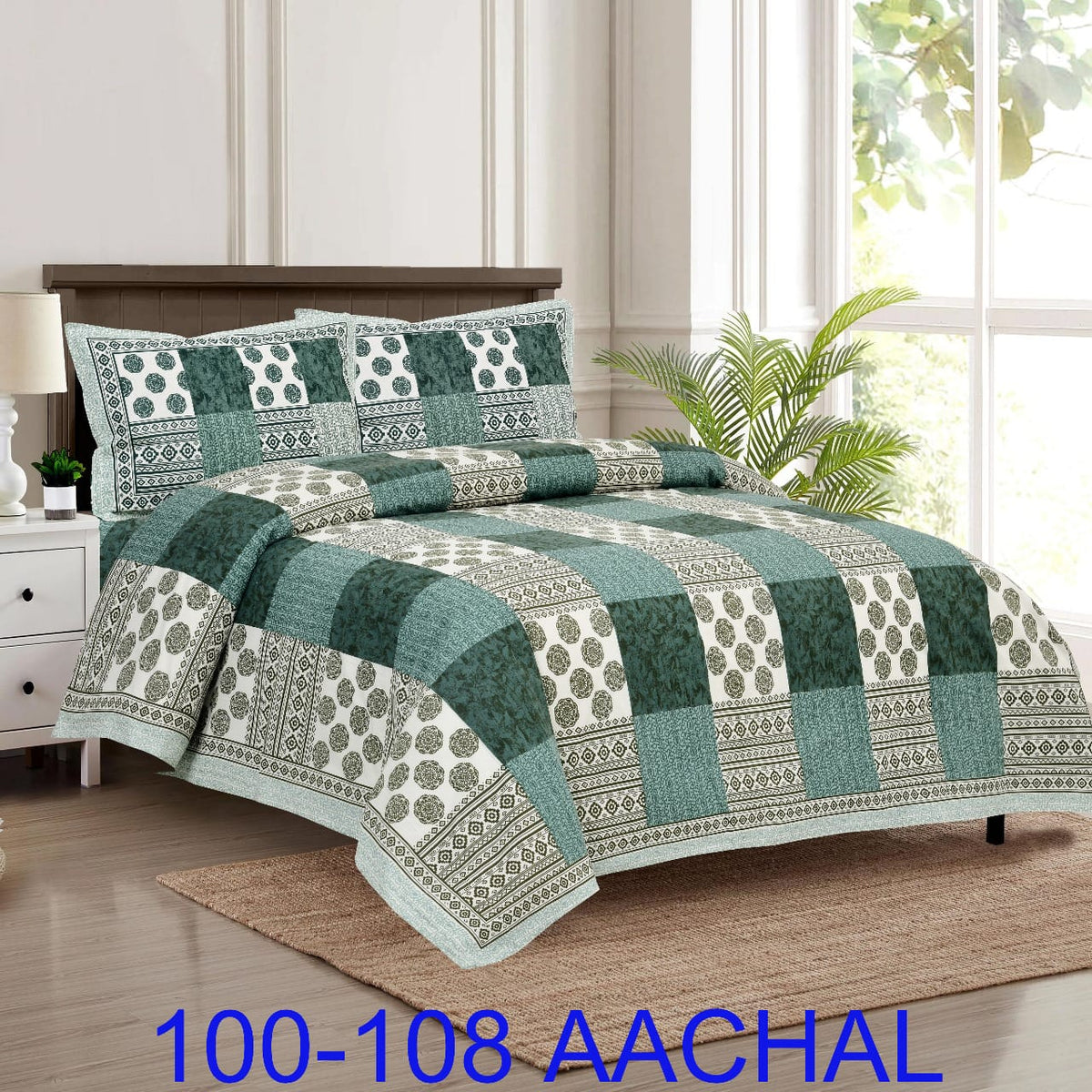 Cotton-Viscose Autoloom Bedsheet with 2 Pillow Covers – 100×108 Inches