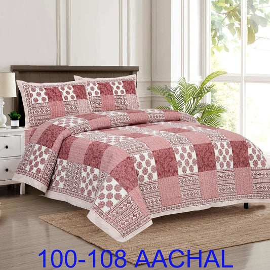 Cotton-Viscose Autoloom Bedsheet with 2 Pillow Covers – 100×108 Inches