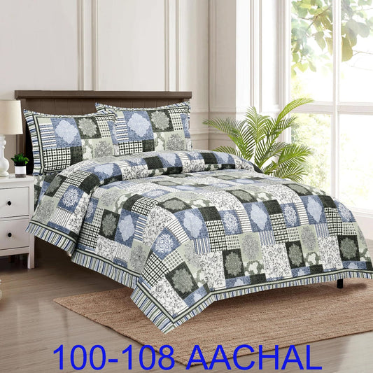 Cotton-Viscose Autoloom Bedsheet with 2 Pillow Covers – 100×108 Inches