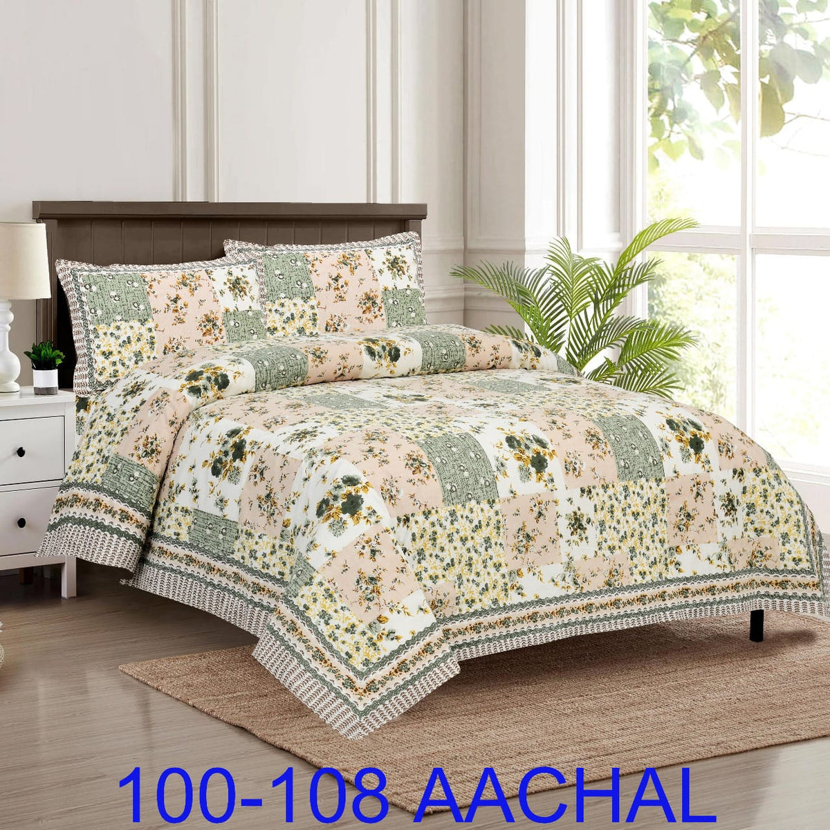 Cotton-Viscose Autoloom Bedsheet with 2 Pillow Covers – 100×108 Inches