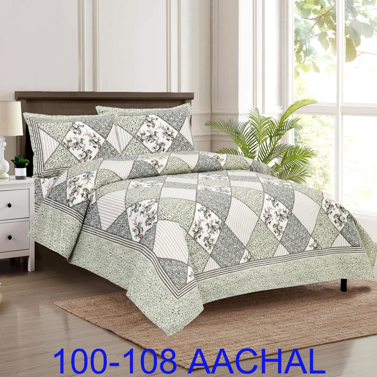 Cotton-Viscose Autoloom Bedsheet with 2 Pillow Covers – 100×108 Inches