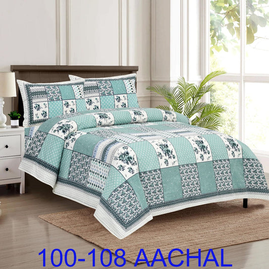 Cotton-Viscose Autoloom Bedsheet with 2 Pillow Covers – 100×108 Inches