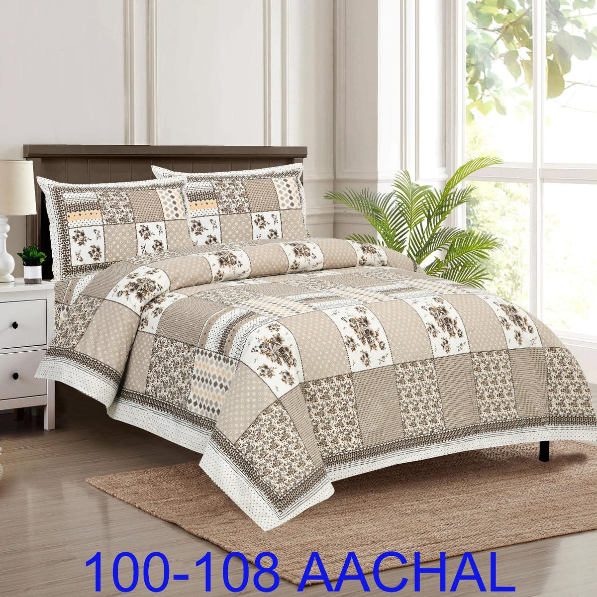 Cotton-Viscose Autoloom Bedsheet with 2 Pillow Covers – 100×108 Inches