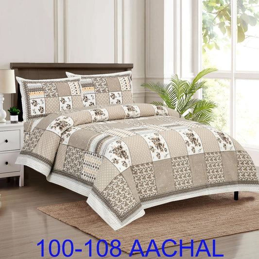 Cotton-Viscose Autoloom Bedsheet with 2 Pillow Covers – 100×108 Inches