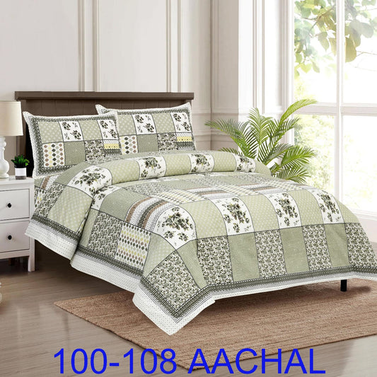Cotton-Viscose Autoloom Bedsheet with 2 Pillow Covers – 100×108 Inches