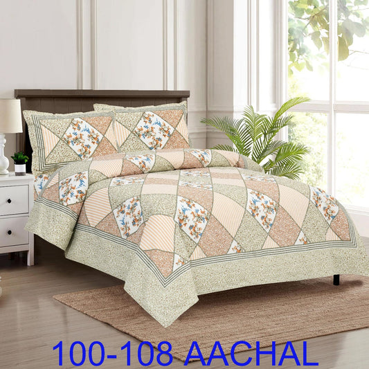 Cotton-Viscose Autoloom Bedsheet with 2 Pillow Covers – 100×108 Inches