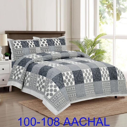 Cotton-Viscose Autoloom Bedsheet with 2 Pillow Covers – 100×108 Inches
