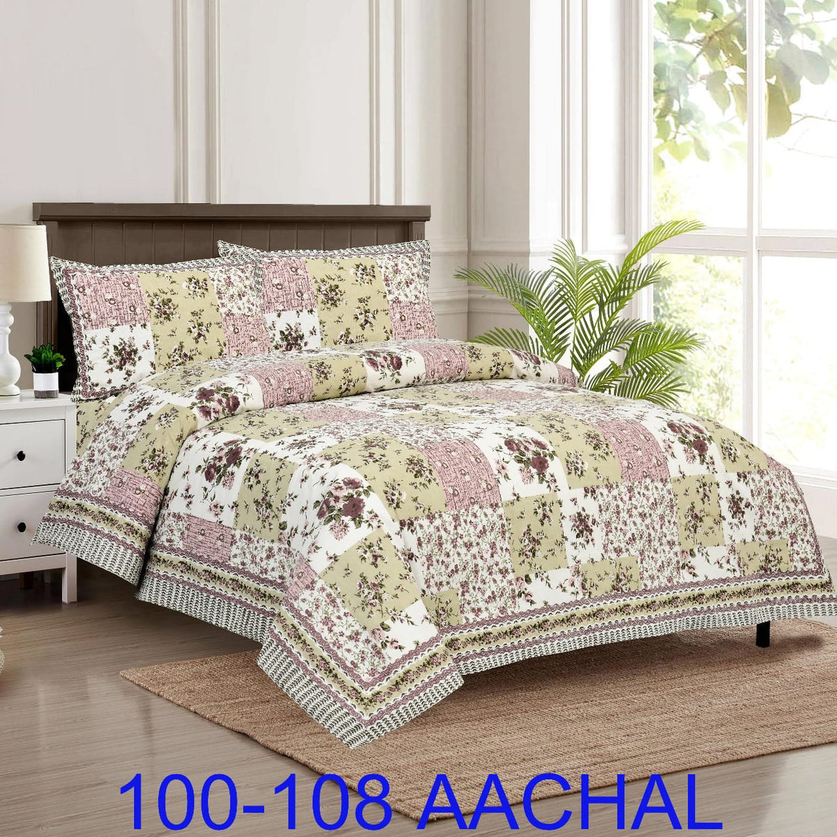 Cotton-Viscose Autoloom Bedsheet with 2 Pillow Covers – 100×108 Inches
