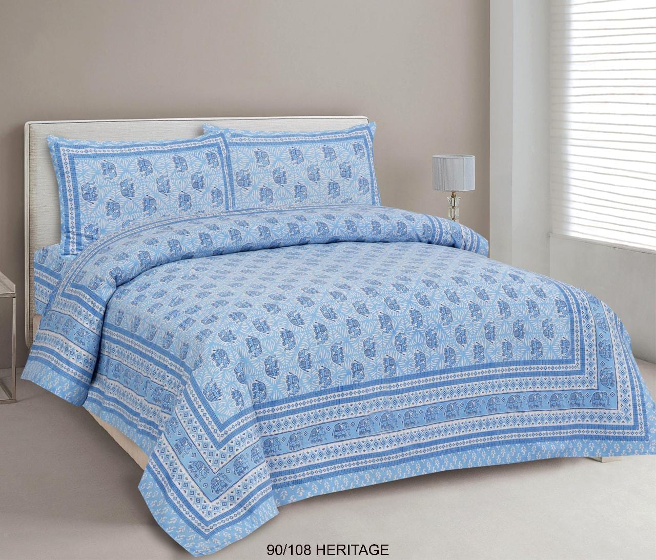 Cotton Viscose Blend Autoloom Bedsheet with 2 Zipper Pillow Covers (90×106 Inches)