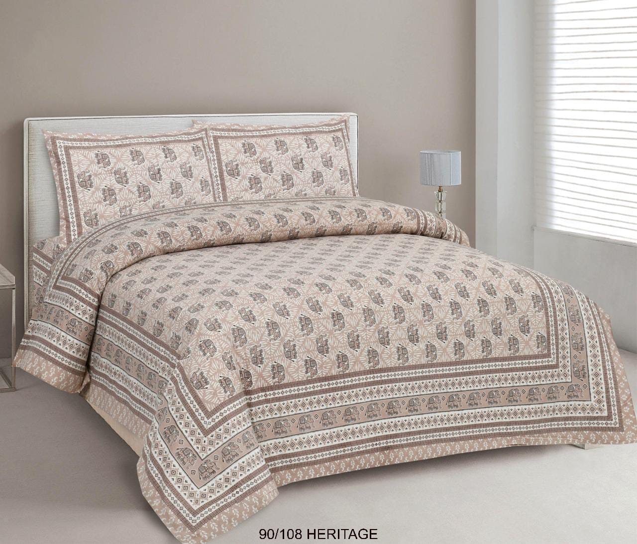 Cotton Viscose Blend Autoloom Bedsheet with 2 Zipper Pillow Covers (90×106 Inches)