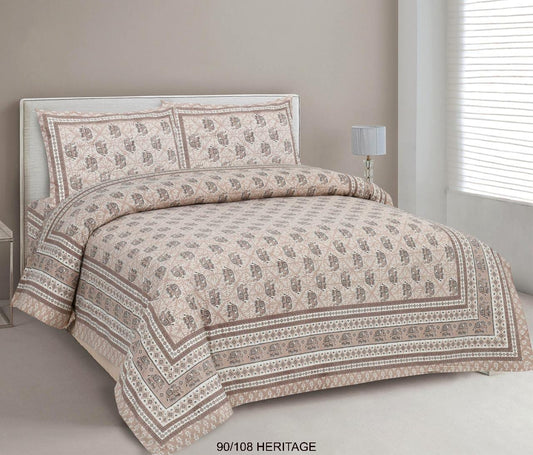 Cotton Viscose Blend Autoloom Bedsheet with 2 Zipper Pillow Covers (90×106 Inches)
