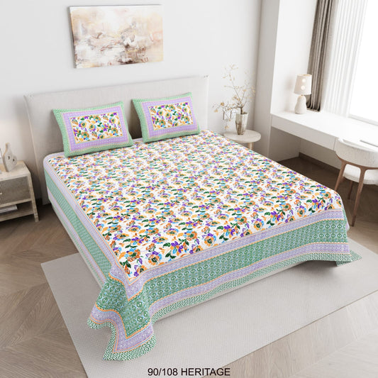 Cotton Viscose Blend Autoloom Bedsheet with 2 Zipper Pillow Covers (90×106 Inches)