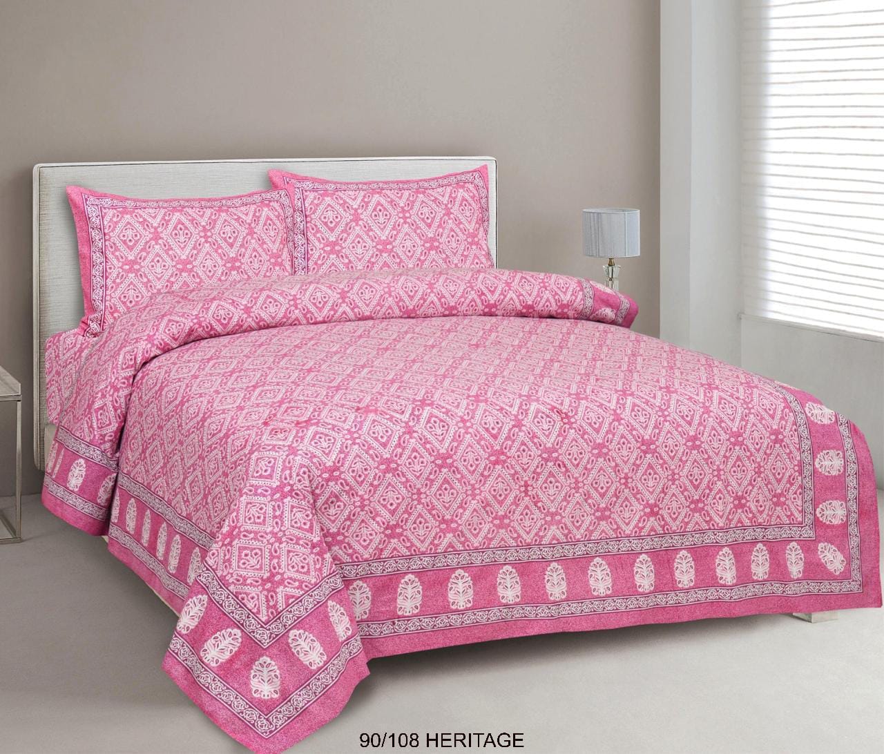 Cotton Viscose Blend Autoloom Bedsheet with 2 Zipper Pillow Covers (90×106 Inches)