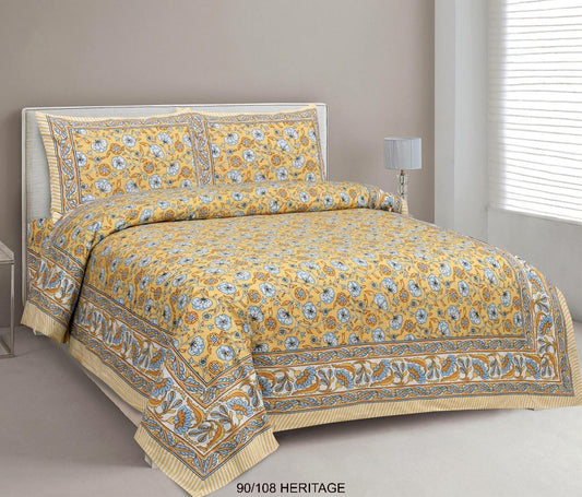 Cotton Viscose Blend Autoloom Bedsheet with 2 Zipper Pillow Covers (90×106 Inches)