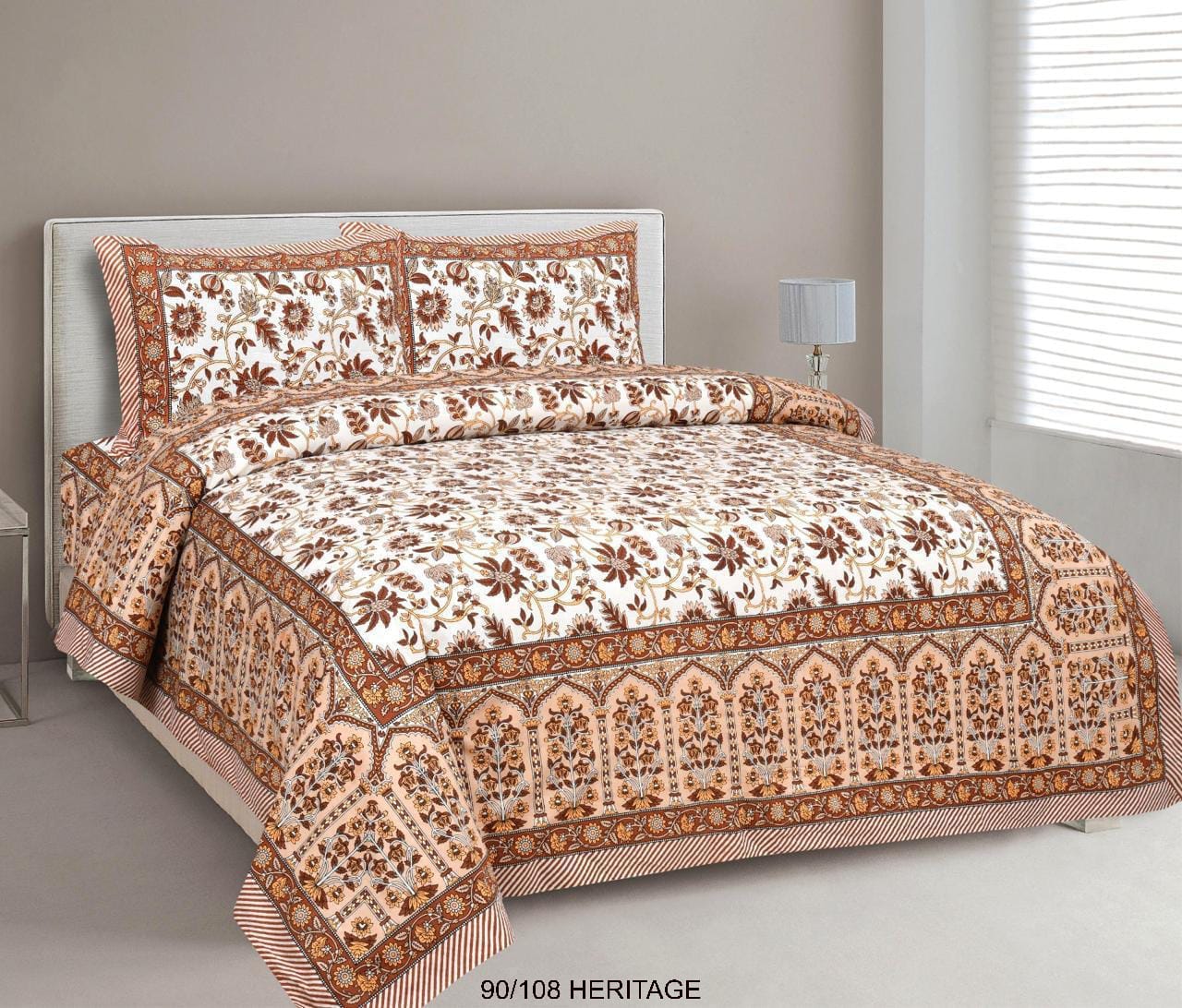 Cotton Viscose Blend Autoloom Bedsheet with 2 Zipper Pillow Covers (90×106 Inches)