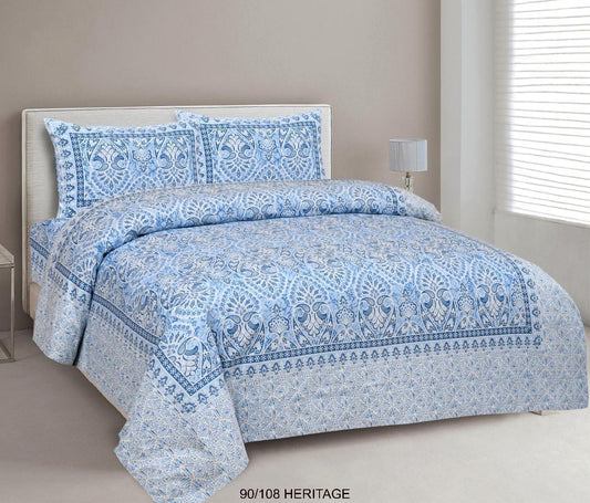 Cotton Viscose Blend Autoloom Bedsheet with 2 Zipper Pillow Covers (90×106 Inches)