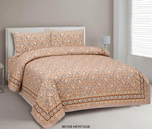 Cotton Viscose Blend Autoloom Bedsheet with 2 Zipper Pillow Covers (90×106 Inches)