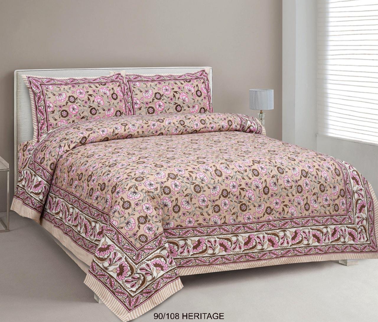 Cotton Viscose Blend Autoloom Bedsheet with 2 Zipper Pillow Covers (90×106 Inches)