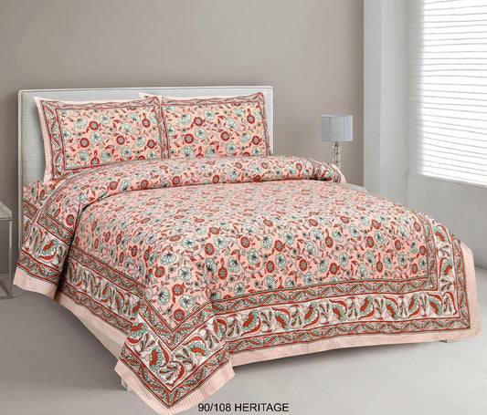 Cotton Viscose Blend Autoloom Bedsheet with 2 Zipper Pillow Covers (90×106 Inches)