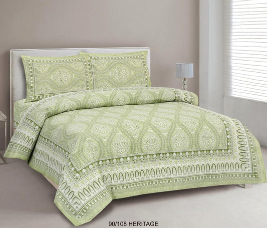 Cotton Viscose Blend Autoloom Bedsheet with 2 Zipper Pillow Covers (90×106 Inches)