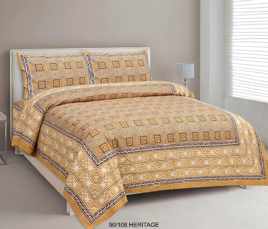 Cotton Viscose Blend Autoloom Bedsheet with 2 Zipper Pillow Covers (90×106 Inches)