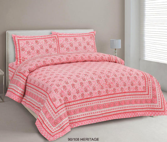 Cotton Viscose Blend Autoloom Bedsheet with 2 Zipper Pillow Covers (90×106 Inches)