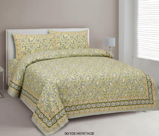 Cotton Viscose Blend Autoloom Bedsheet with 2 Zipper Pillow Covers (90×106 Inches)