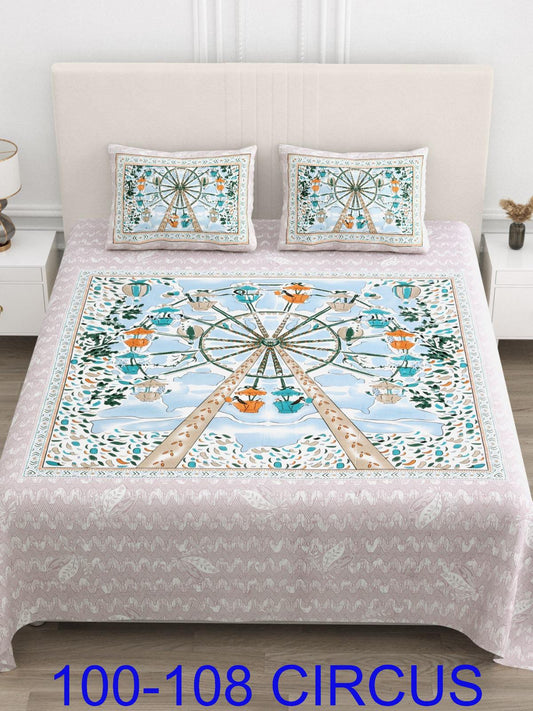 Cotton Viscose Blend Autoloom Bedsheet with Pillow Covers (100x108 Inches)