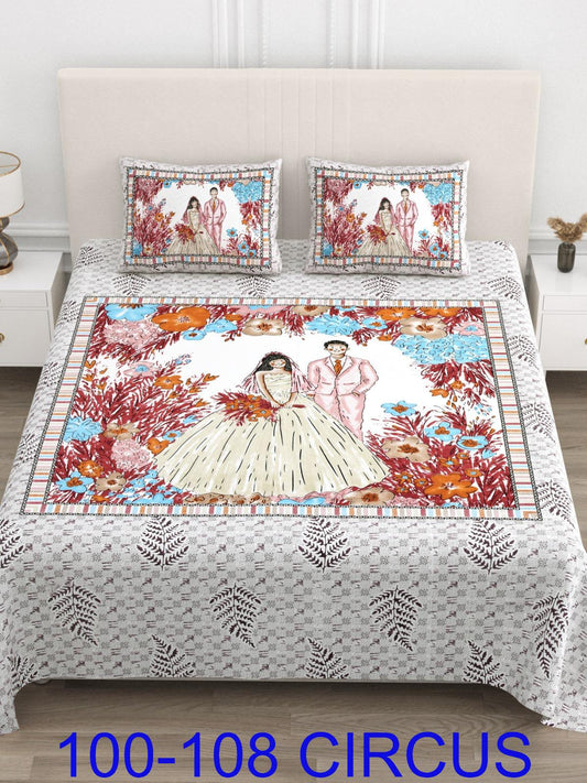 Cotton Viscose Blend Autoloom Bedsheet with Pillow Covers (100x108 Inches)